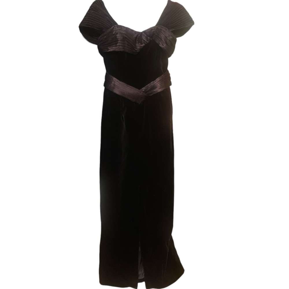 🇬🇧 LAURA ASHLEY Vintage Victorian Cap Sleeve Dress Gown Black Size 8 🇬🇧